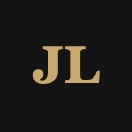 Gold JL monogram logo on black background